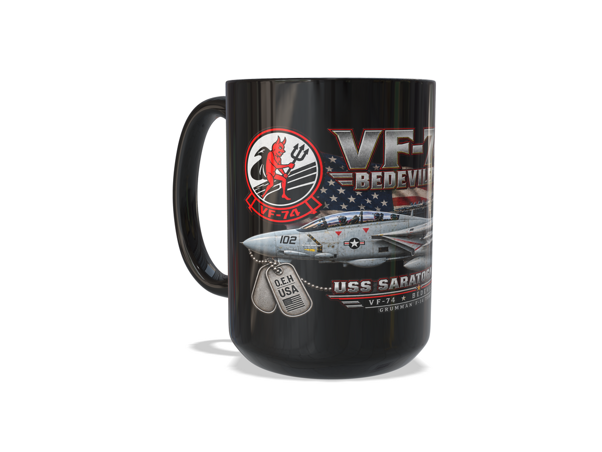 VF-74 Bedevilers F-14 Tomcat Mug – USS Saratoga CV-60 | 15 oz Black | Free Shipping