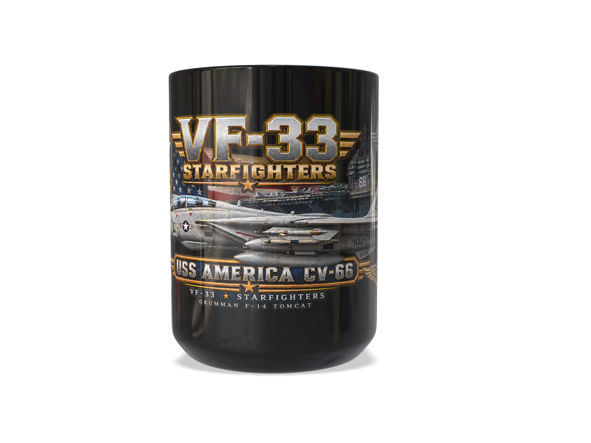 VF-33 Starfighters F-14 Tomcat Mug – USS America CV-66 | 15 oz Black | Free Shipping