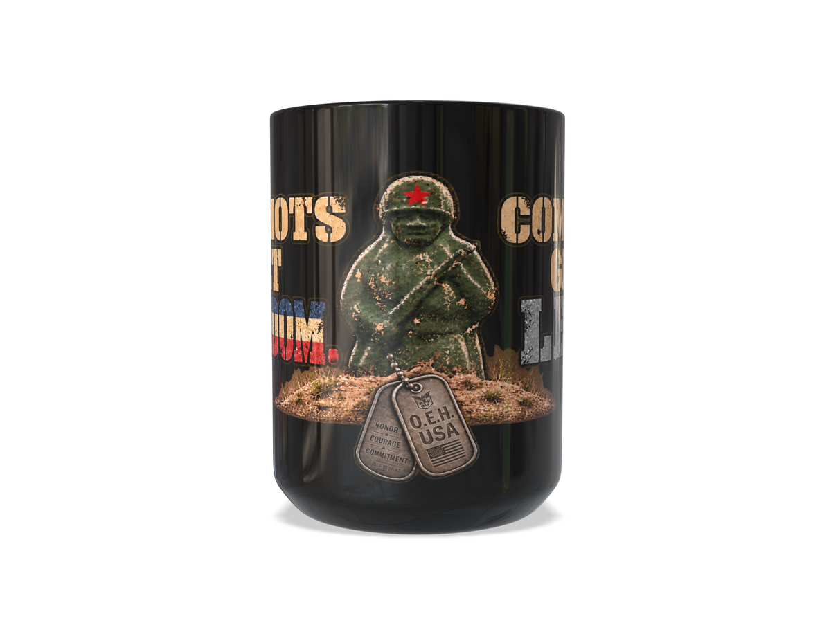 Green Ivan Commie - Range Day - 15 oz Veteran Coffee Mug – Ships Free - Patriots Get Freedom, Commies Get Lead