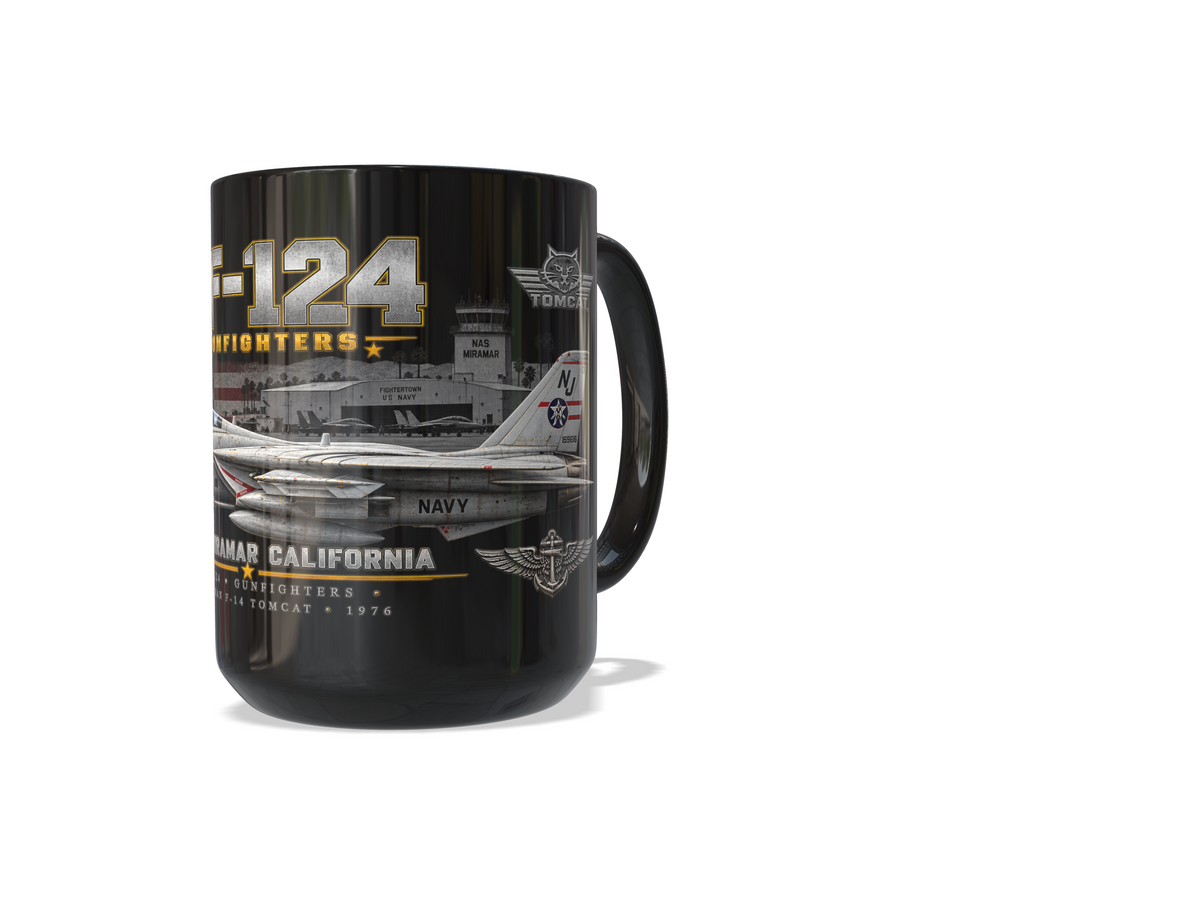 VF-124 Gunfighters F-14A Tomcat – NAS Miramar 1976 – 15 oz Black Tribute Coffee Mug