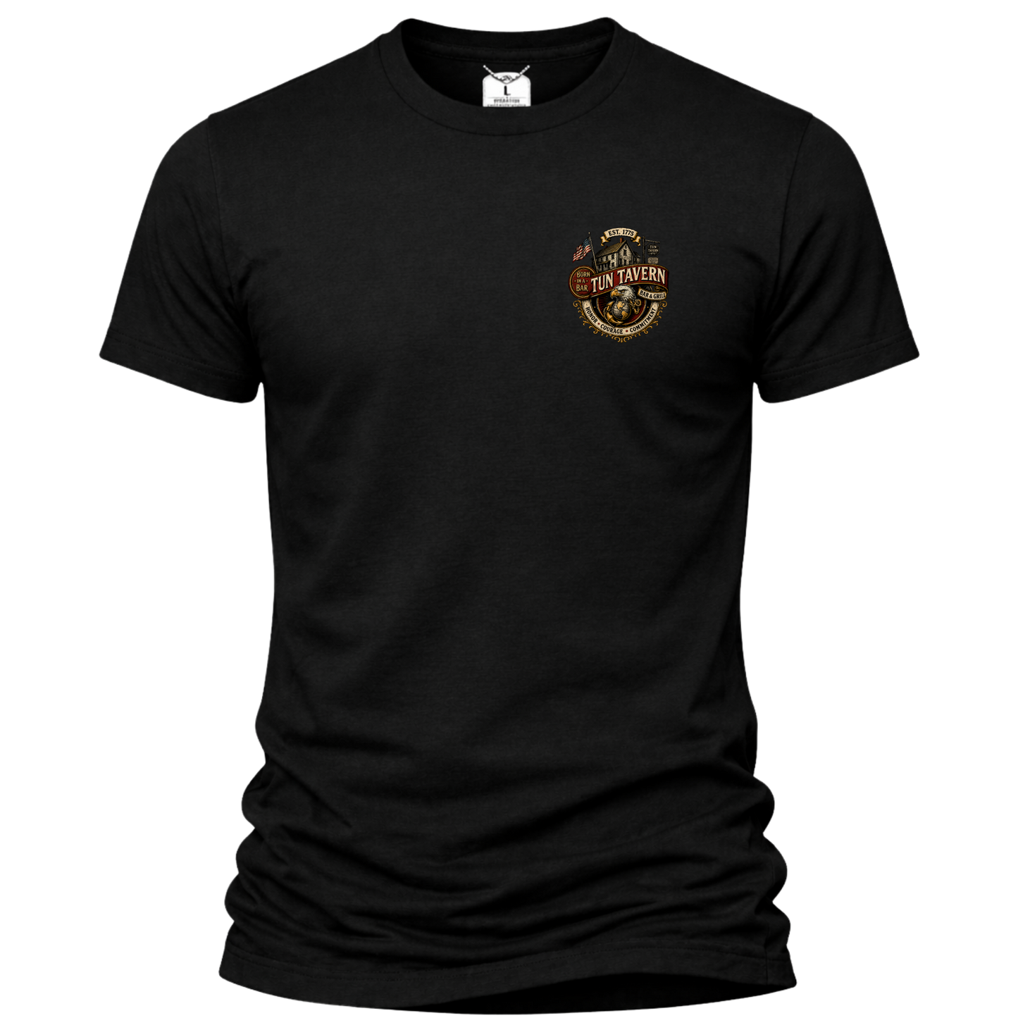 Tun Tavern Marine Tribute Shirt – Born in a Bar Est. 1775 Bar & Grill Tee