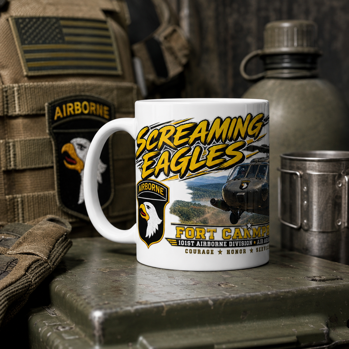 Fort Campbell 101st Airborne Coffee Mug – Screaming Eagles 15 oz Army Air Assault Coffee Cup