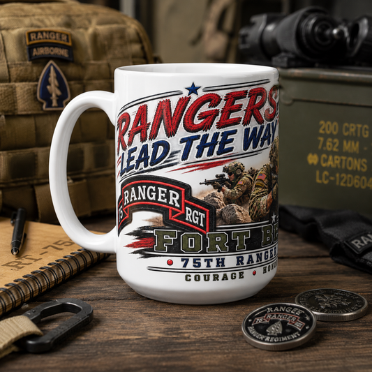 Fort Benning 75th Ranger Regiment Coffee Mug – Rangers Lead the Way 15 oz Army Ranger Coffee Cup