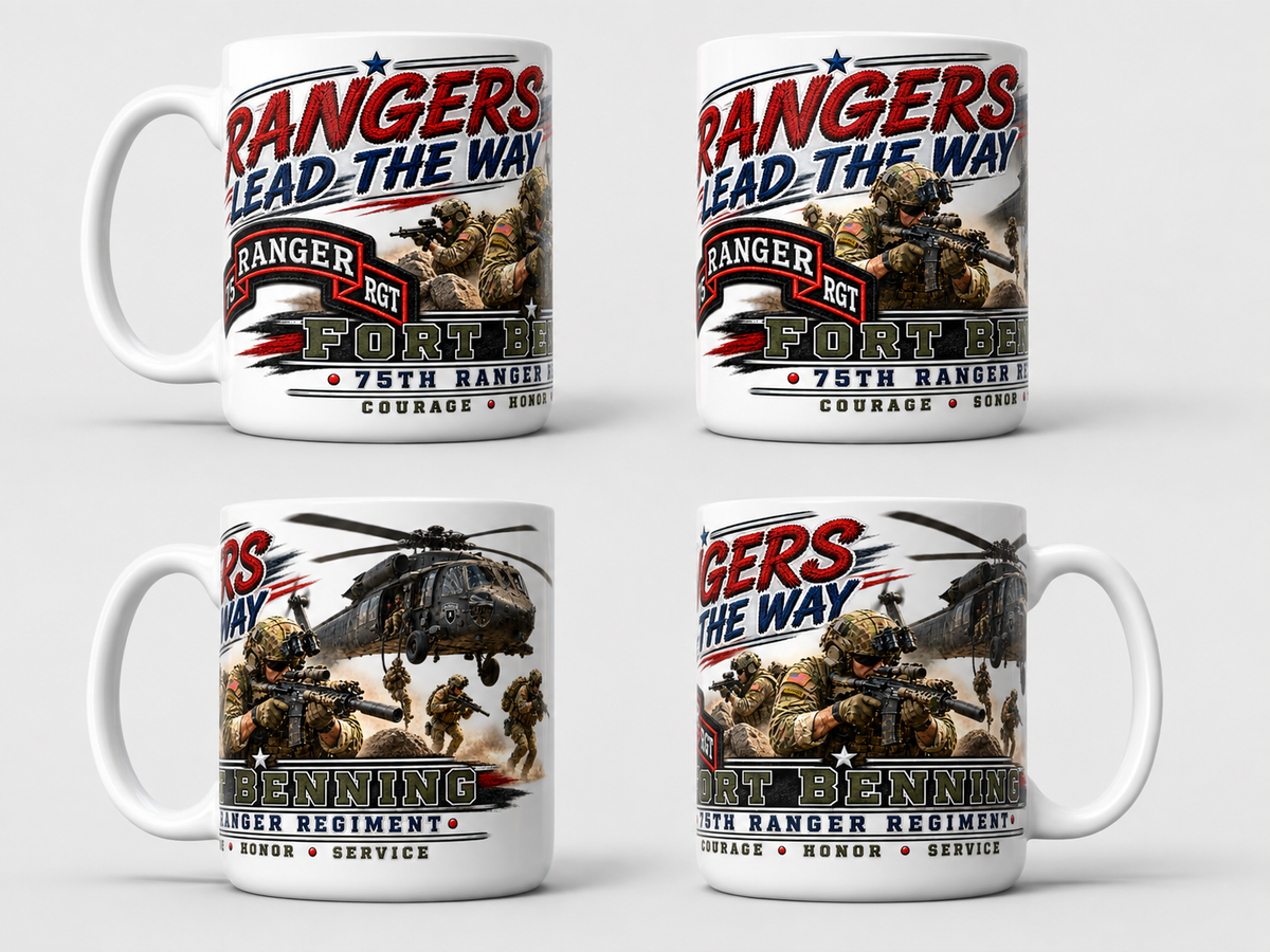 Fort Benning 75th Ranger Regiment Coffee Mug – Rangers Lead the Way 15 oz Army Ranger Coffee Cup