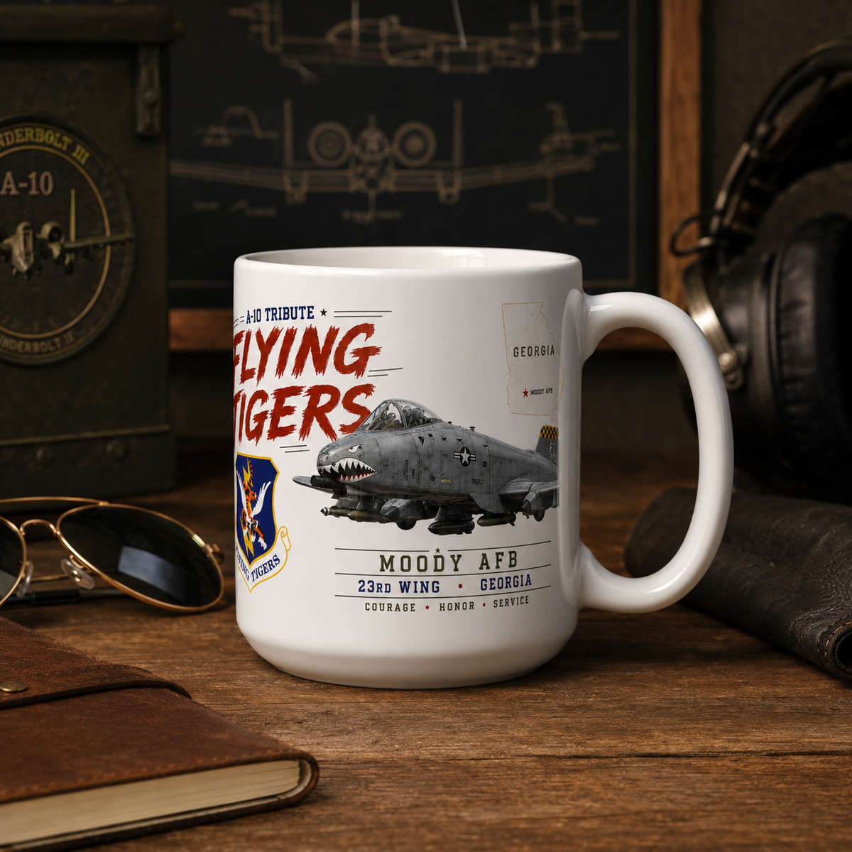 Moody AFB A-10 Coffee Mug – Flying Tigers 23rd Wing Georgia 15 oz Military Coffee Cup