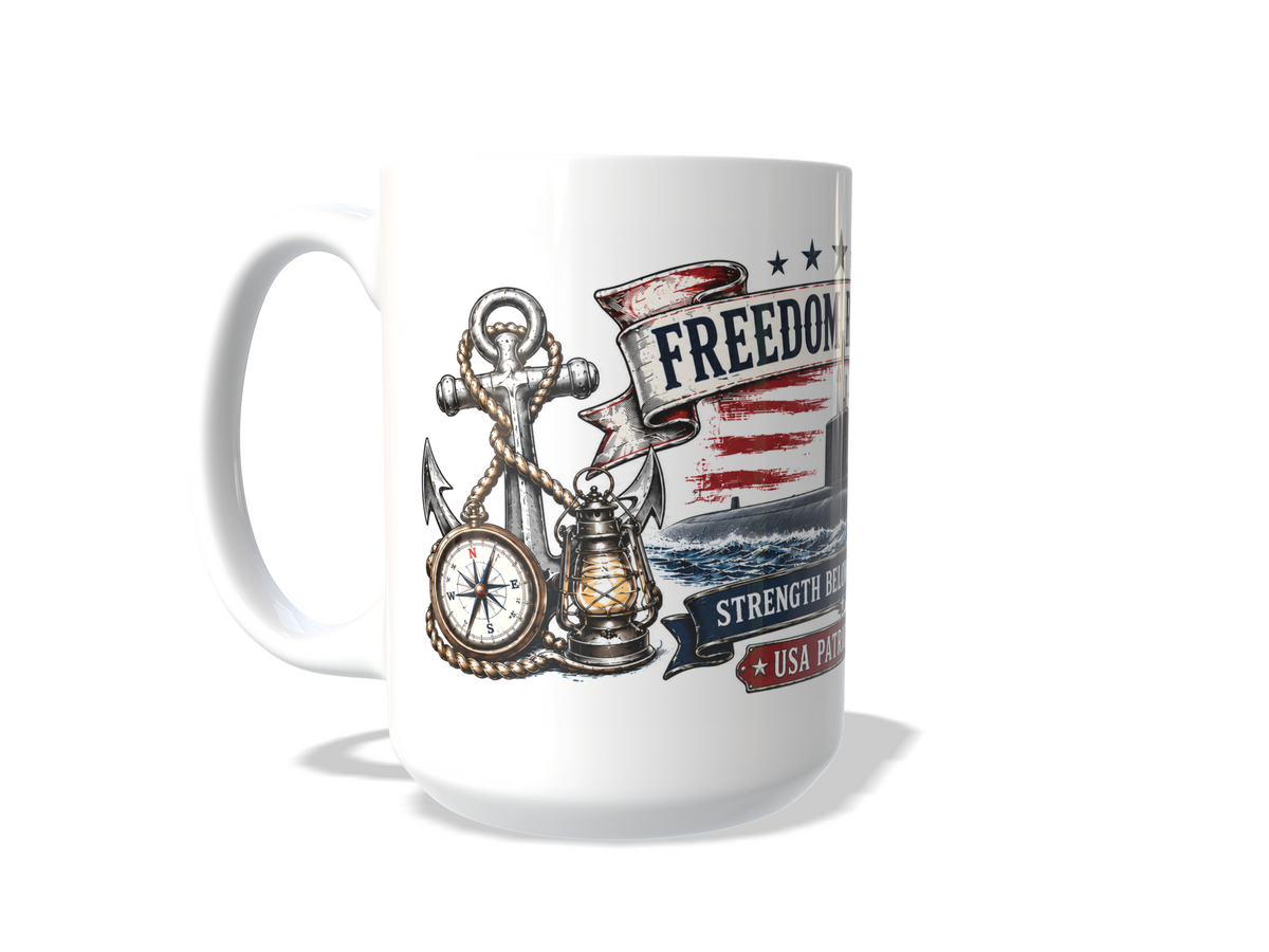 Freedom Runs Deep US Navy Submarine Coffee Mug Ships Free