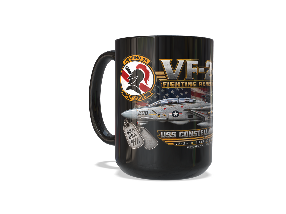 VF-24 Fighting Renegades F-14 Tomcat Mug – USS Constellation CV-64 | 15 oz Black | Free Shipping