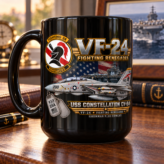 VF-24 Fighting Renegades F-14 Tomcat Mug – USS Constellation CV-64 | 15 oz Black | Free Shipping