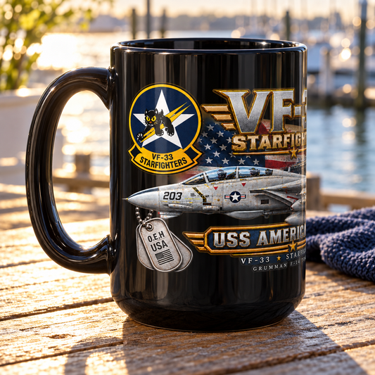 VF-33 Starfighters F-14 Tomcat Mug – USS America CV-66 | 15 oz Black | Free Shipping