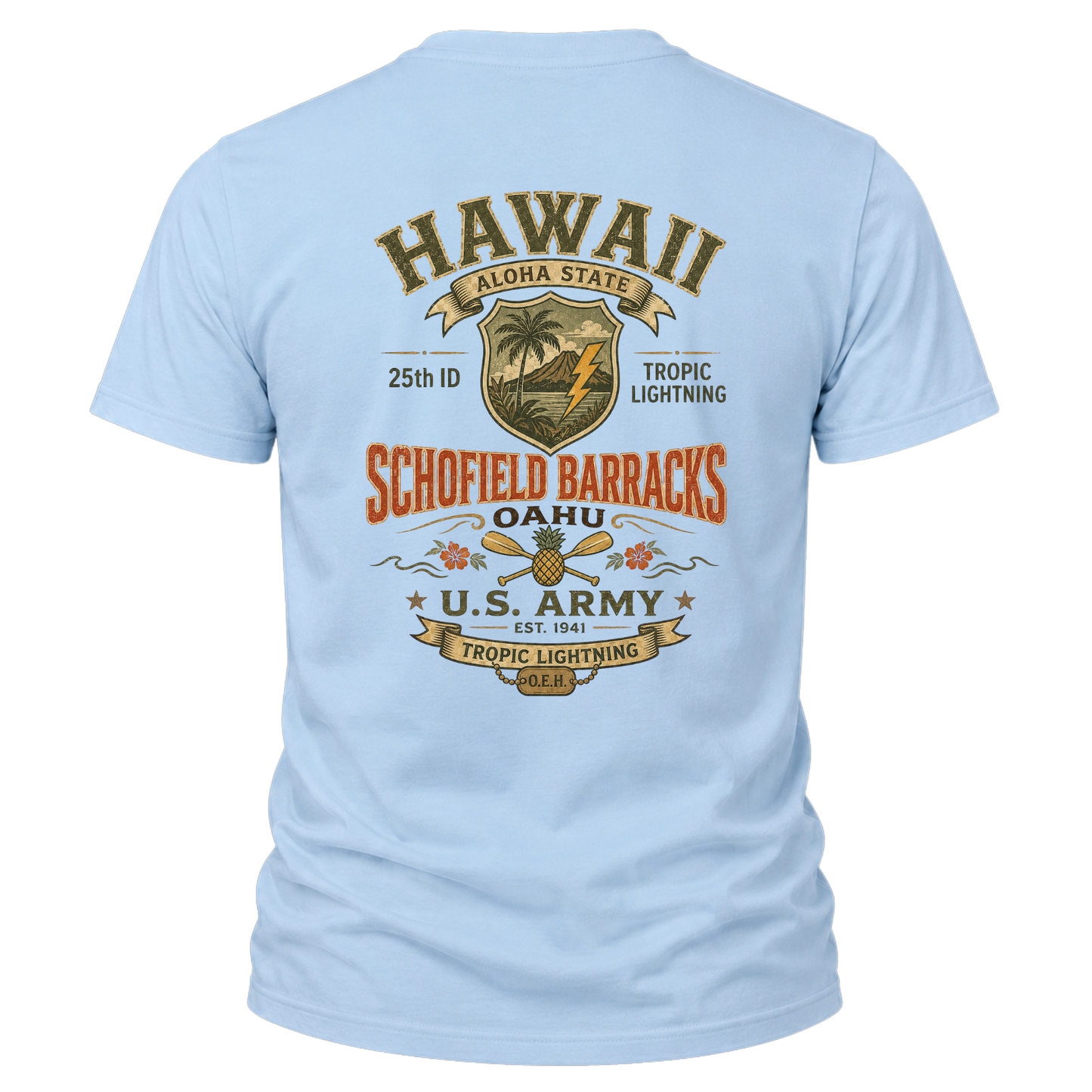 25th Infantry Division (OEH) Tropic Lightning Schofield Barracks Hawaii Vintage-Style Tee