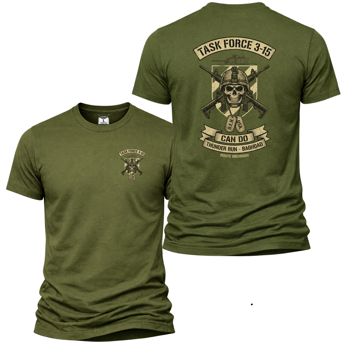 Task Force 3-15 3rd ID Infantry "Thunder Run" Graphic T-Shirt | Fort Stewart & OIF Veteran Apparel