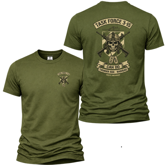 Task Force 3-15 3rd ID Infantry "Thunder Run" Graphic T-Shirt | Fort Stewart & OIF Veteran Apparel
