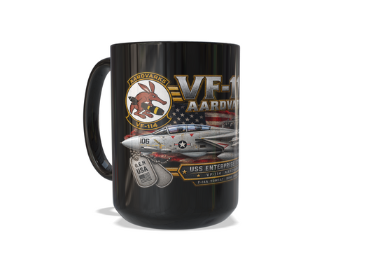 VF-114 Aardvarks F-14 Tomcat Mug – USS Enterprise CVN-65 | 15 oz Black | Free Shipping