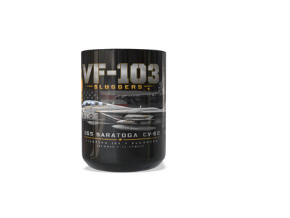 VF-103 Sluggers F-14 Tomcat USS Saratoga CV-60 Tribute – 15 oz Black Mug - Ships Free