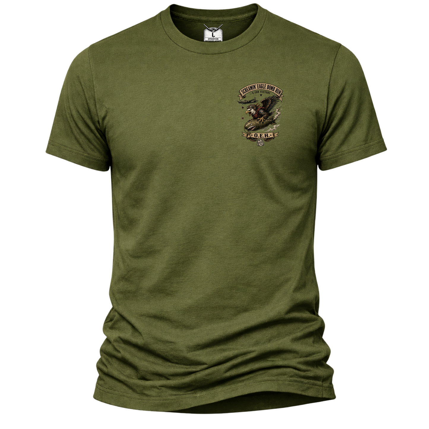 Screamin’ Eagle Bomb Run Shirt – Operation Engraved Honor WWII Bomber Nose Art Tee