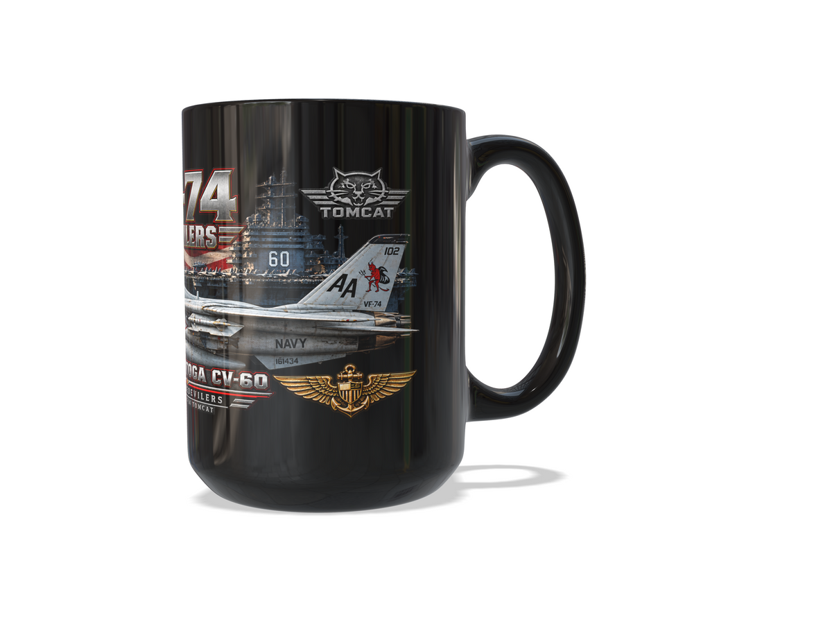 VF-74 Bedevilers F-14 Tomcat Mug – USS Saratoga CV-60 | 15 oz Black | Free Shipping
