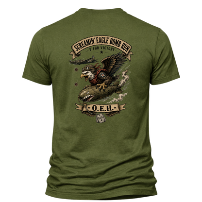 Screamin’ Eagle Bomb Run Shirt – Operation Engraved Honor WWII Bomber Nose Art Tee