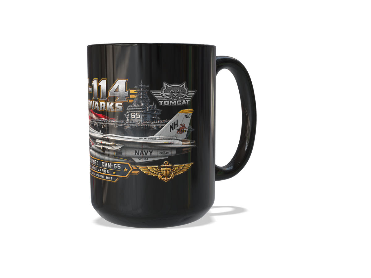 VF-114 Aardvarks F-14 Tomcat Mug – USS Enterprise CVN-65 | 15 oz Black | Free Shipping