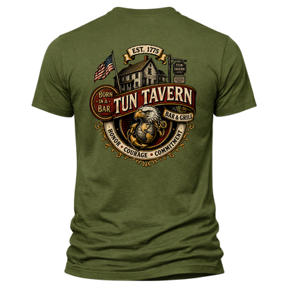 Tun Tavern Marine Tribute Shirt – Born in a Bar Est. 1775 Bar & Grill Tee