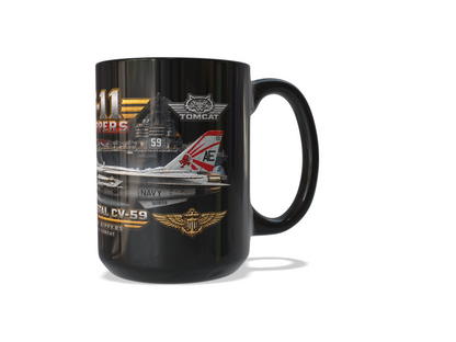 VF-11 Red Rippers F-14 Tomcat Mug – USS Forrestal CV-59 | 15 oz Black Ceramic