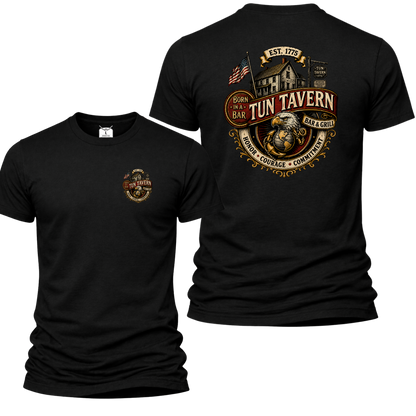 Tun Tavern Marine Tribute Shirt – Born in a Bar Est. 1775 Bar & Grill Tee