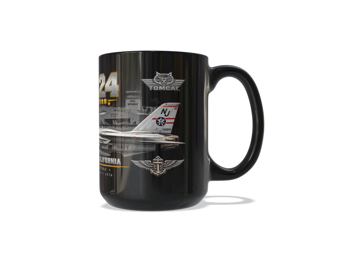 VF-124 Gunfighters F-14A Tomcat – NAS Miramar 1976 – 15 oz Black Tribute Coffee Mug