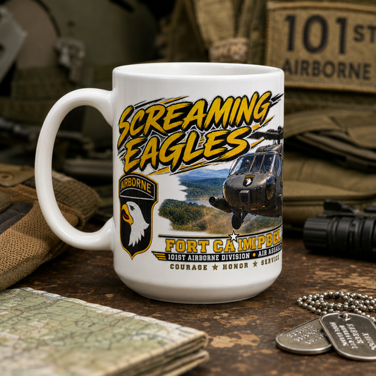 Fort Campbell 101st Airborne Coffee Mug – Screaming Eagles 15 oz Army Air Assault Coffee Cup