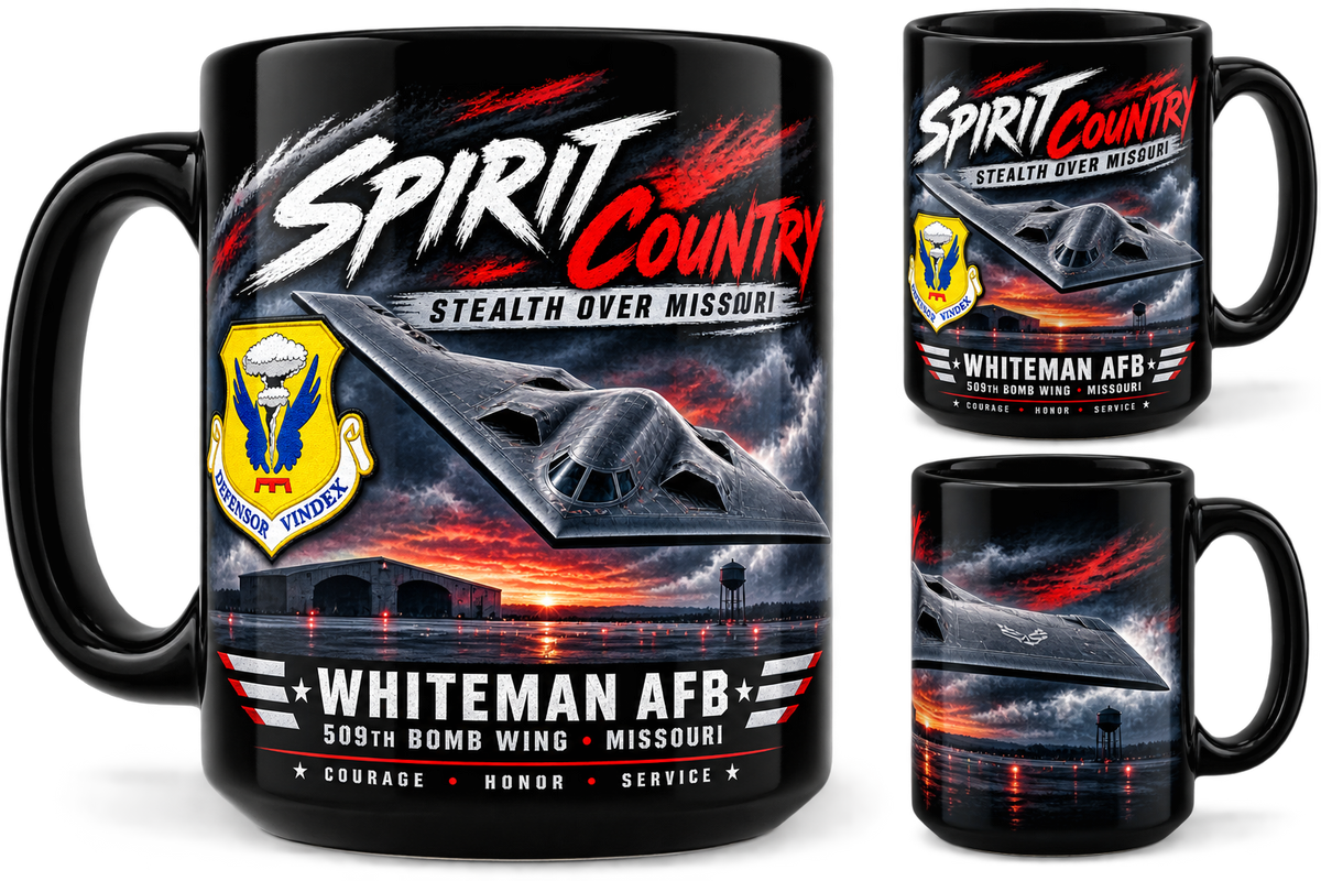 Whiteman AFB B-2 Spirit Coffee Mug – Spirit Country 509th Bomb Wing 15 oz Stealth Bomber Coffee Cup
