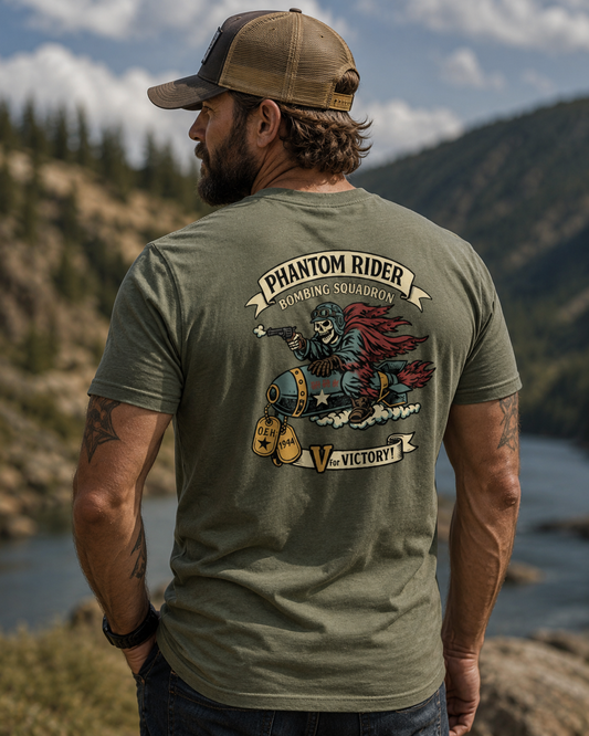 Phantom Rider Bombing Squadron OEH T-Shirt – WWII Tattoo Flash Military Heritage Shirt