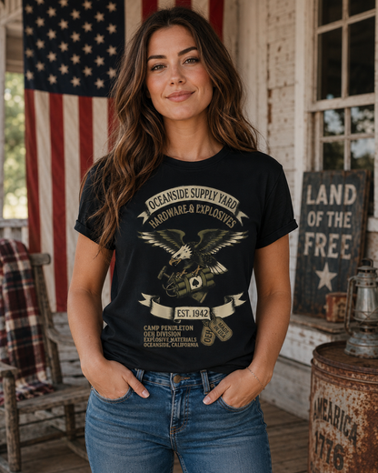 Camp Pendleton Oceanside Supply Yard Shirt, Hardware & Explosives Military Tee, OEH Marine Corps Inspired Patriotic Shirt