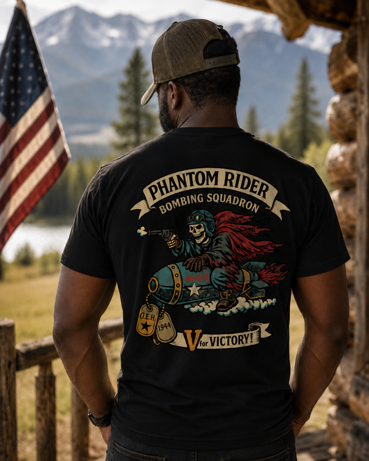 Phantom Rider Bombing Squadron OEH T-Shirt – WWII Tattoo Flash Military Heritage Shirt