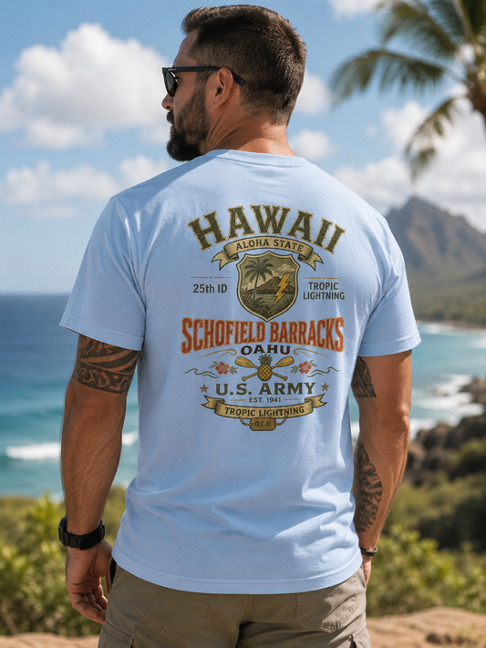 25th Infantry Division (OEH) Tropic Lightning Schofield Barracks Hawaii Vintage-Style Tee