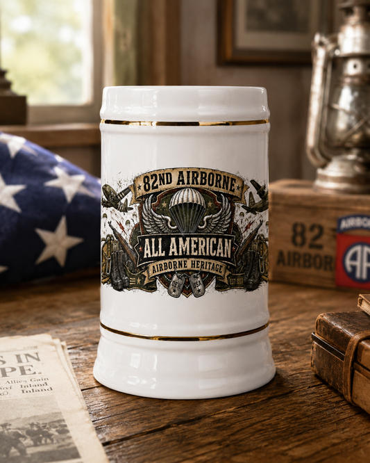 82nd Airborne OEH All American Heritage Ceramic Beer Stein Mug 22 OZ