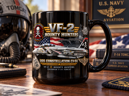 VF-2 Bounty Hunters F-14D Tomcat – USS Constellation CV-64 – 15 oz Black Coffee Mug