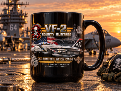 VF-2 Bounty Hunters F-14D Tomcat – USS Constellation CV-64 – 15 oz Black Coffee Mug