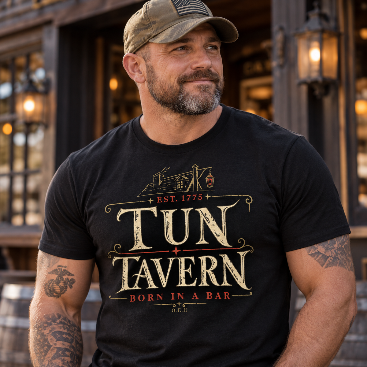 Tun Tavern Marine Corps Tribute T-Shirt – Born in a Bar Est. 1775 – 26.99 Free Shipping USA Cotton
