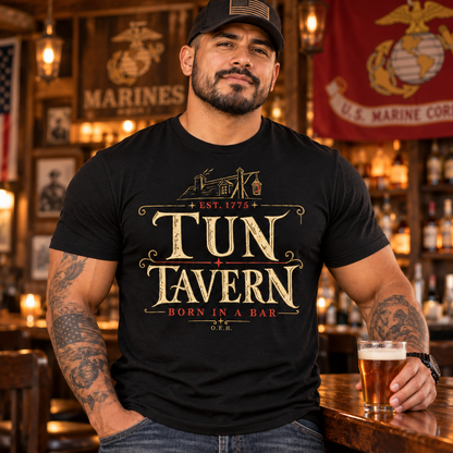 Tun Tavern Marine Corps Tribute T-Shirt – Born in a Bar Est. 1775 – 26.99 Free Shipping USA Cotton