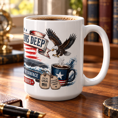 Freedom Runs Deep US Navy Submarine Coffee Mug Ships Free