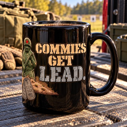 Green Ivan Commie - Range Day - 15 oz Veteran Coffee Mug – Ships Free - Patriots Get Freedom, Commies Get Lead