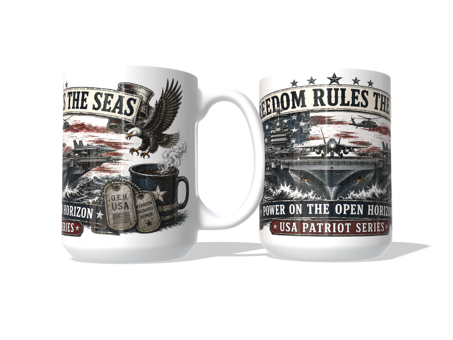 Freedom Rules the Seas Mug – USA Patriot Series | Operation Engraved Honor Benefit Mug