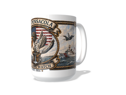 NAS Pensacola Lighthouse Tribute Mug – The Long Watch | 15 oz Ceramic Coffee Mug