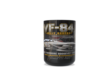VF-84 Jolly Rogers F-14 Tomcat USS Theodore Roosevelt CVN-71 – 15 oz Black Tribute Mug - Ships Free
