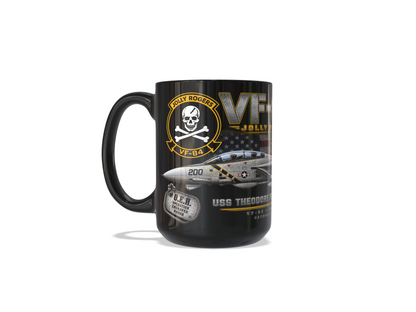 VF-84 Jolly Rogers F-14 Tomcat USS Theodore Roosevelt CVN-71 – 15 oz Black Tribute Mug - Ships Free