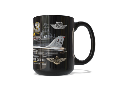 VF-143 Pukin’ Dogs F-14A+ Tomcat – USS Dwight D. Eisenhower CVN-69 – 1990 – 15 oz Black Mug