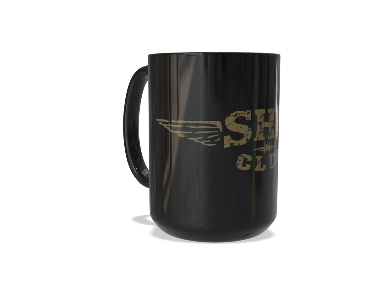 SHB Club “Shit Hot Break” Aviation Mug – Ships Free - 15 oz Black Ceramic