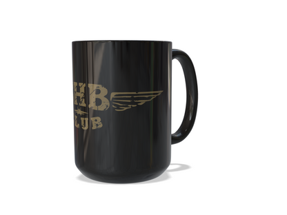 SHB Club “Shit Hot Break” Aviation Mug – Ships Free - 15 oz Black Ceramic