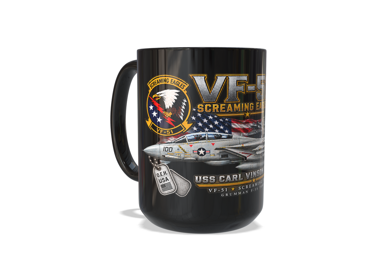 VF-51 Screaming Eagles F-14 Tomcat Mug – USS Carl Vinson CVN-70 | 15 oz Black | Free Shipping