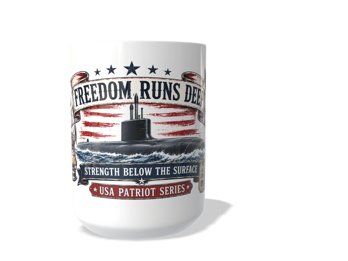 Freedom Runs Deep US Navy Submarine Coffee Mug Ships Free