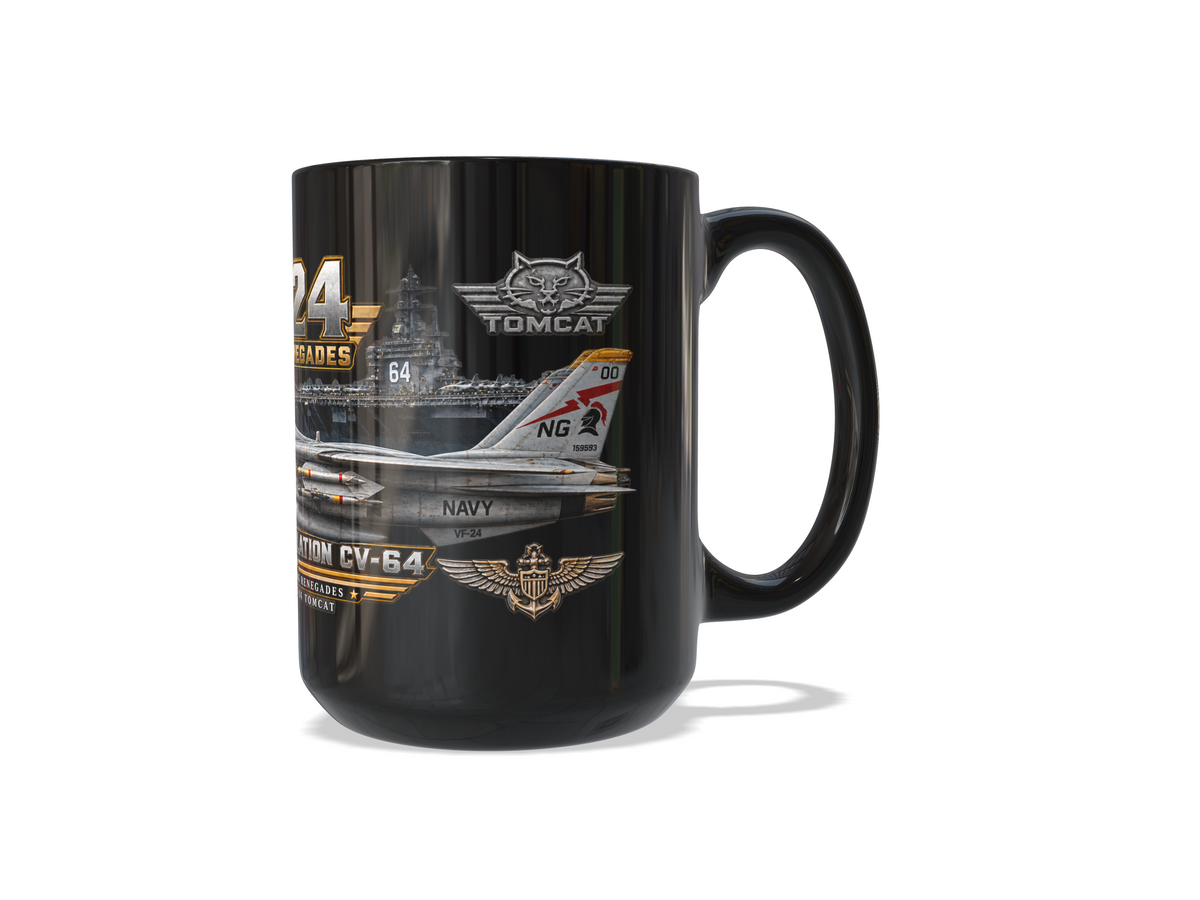 VF-24 Fighting Renegades F-14 Tomcat Mug – USS Constellation CV-64 | 15 oz Black | Free Shipping