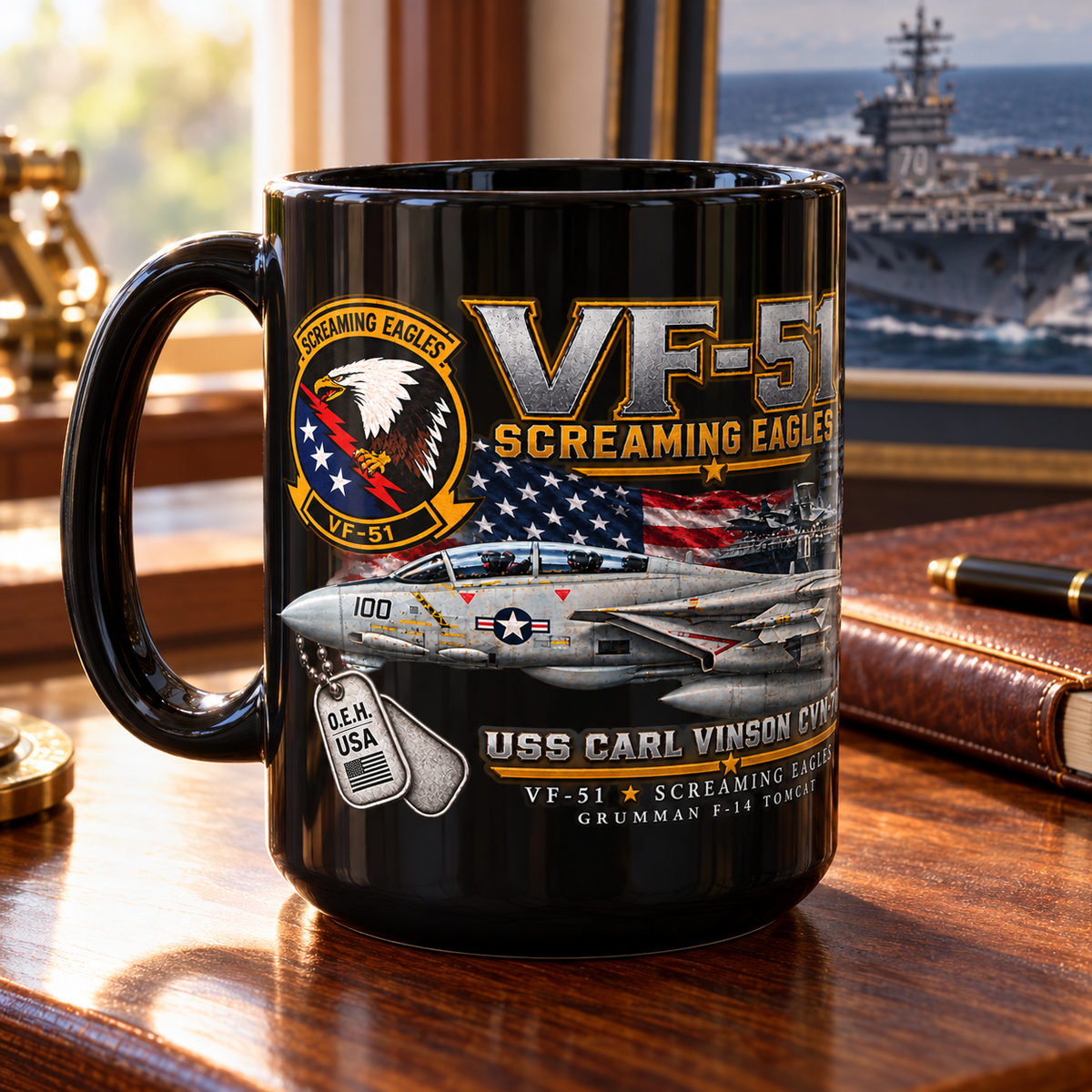 VF-51 Screaming Eagles F-14 Tomcat Mug – USS Carl Vinson CVN-70 | 15 oz Black | Free Shipping